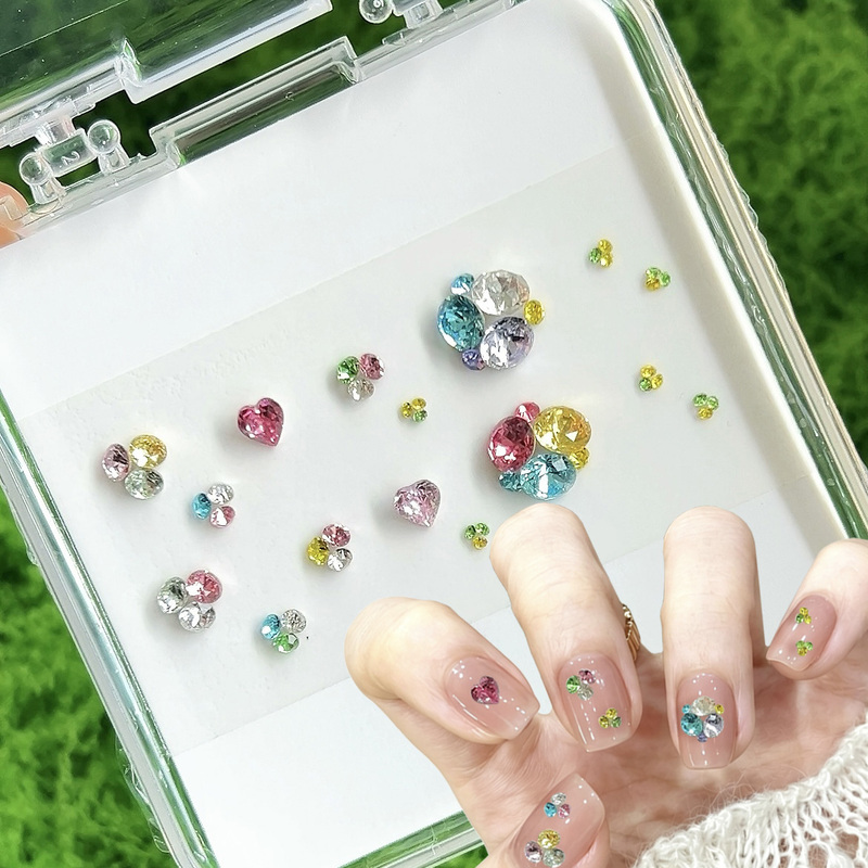 High-Quality Dongzhou Candy Soda Nail Art Diamond Material Kit, Sparkling Wearable Nail Material Kit, Colorful Diamond DIY Accessories