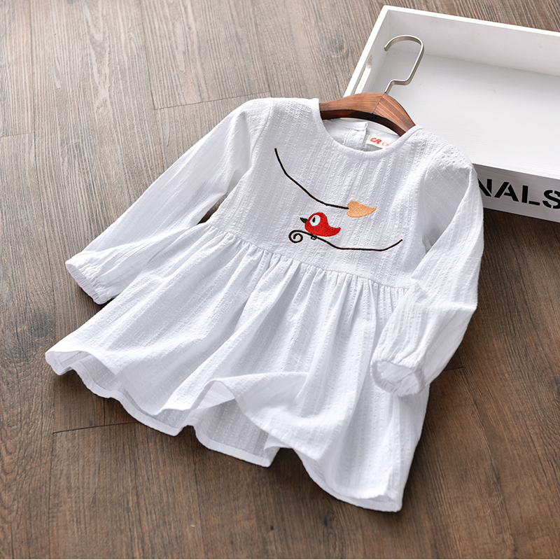 Váy bé gái xuân hè 2018 mới cho bé váy đầm liền thân màu dài tay phiên bản Hàn Quốc cho bé váy xinh cho bé