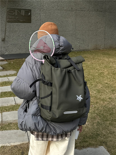 Waterproof large-capacity backpack, sports user badminton bag, short-distance travel bag, workwear style computer bag, student school bag