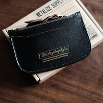 Spot Metalize American vintage black tea core Italian cowhide hot gilt card bag change carry-on bag