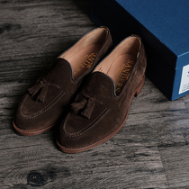 Authorized spot Sanders British made classic British tassel Loafer shoes caramel color fur Loafer