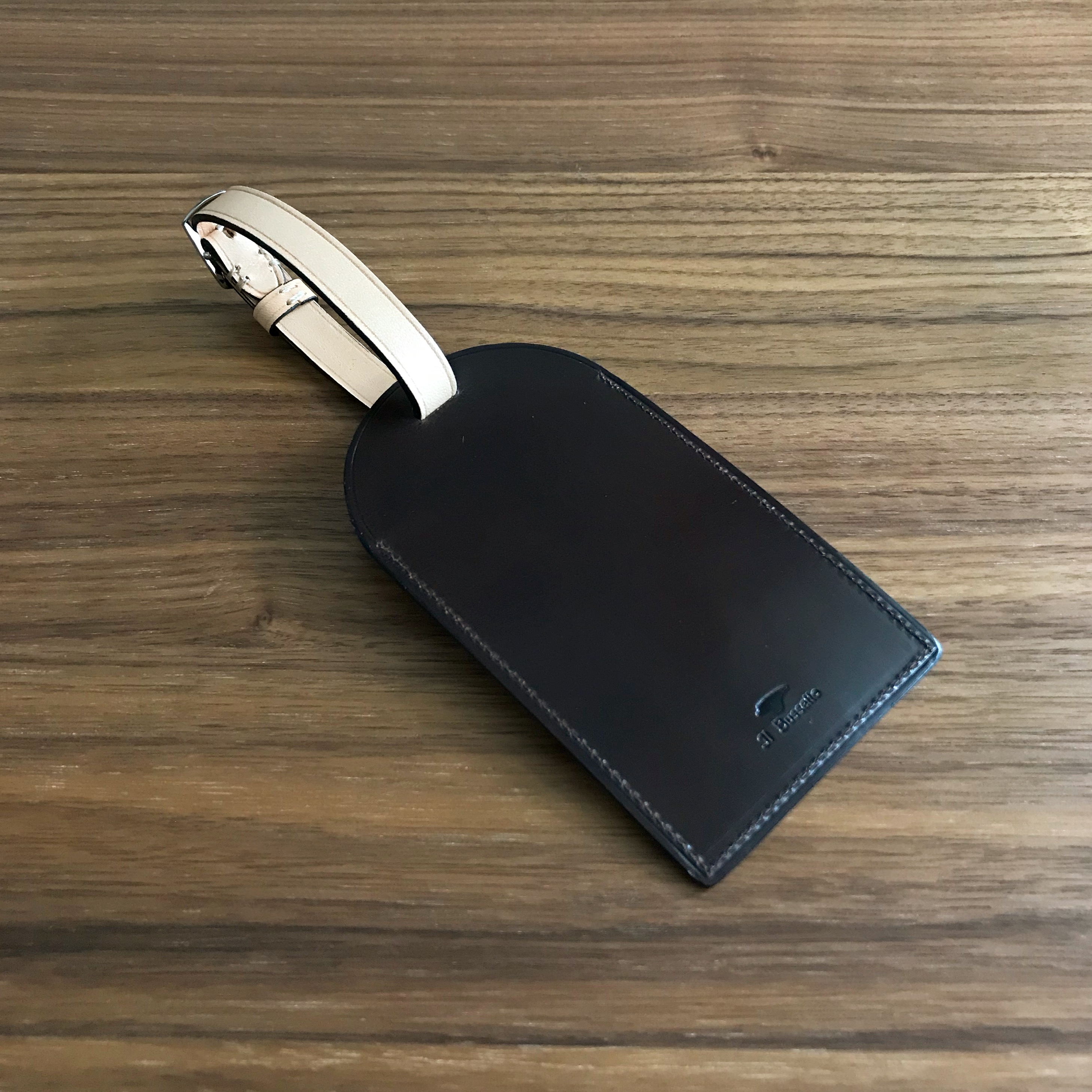 Spot Italian il Bussetto handmade dark brown Tuscan cowhide vegetable tanned leather luggage tag