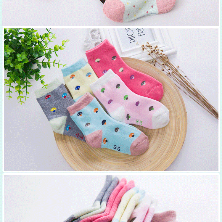 Cô gái vớ mùa đông dày cotton ấm áp cho trẻ em mùa thu và mùa đông cộng với nhung mùa đông dày khăn terry vớ 3-5-7-9 tuổi vớ chống trượt cho bé
