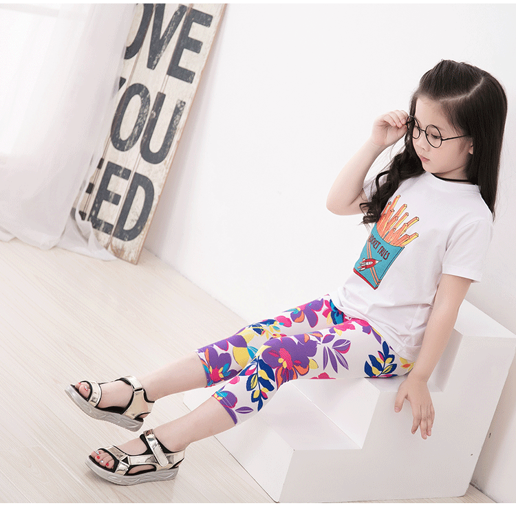 Quần legging nữ mùa hè mỏng cho trẻ em quần tây mùa hè quần trẻ em quần lớn Quần bé gái quần áo trẻ em - Quần thoi trang tre em