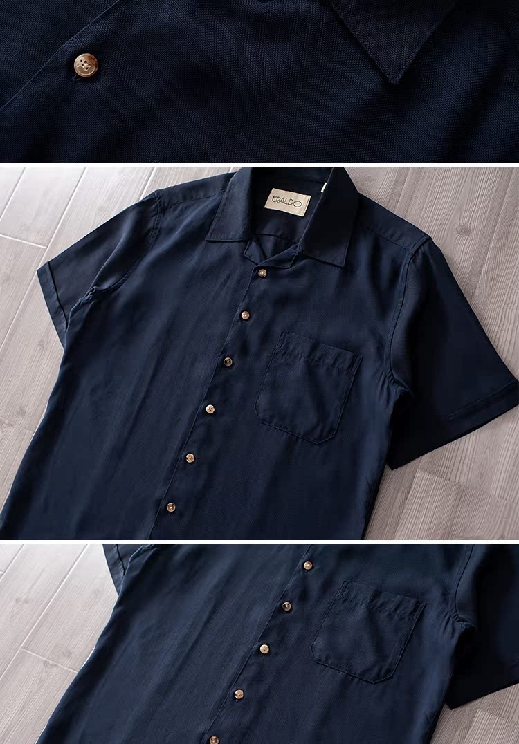 Anh may cổ điển hồi sinh loạt vải lanh jacquard cổ áo Cuba áo sơ mi nam ngắn tay Hawaii mùa hè - Áo áo sơ mi cổ tàu nam