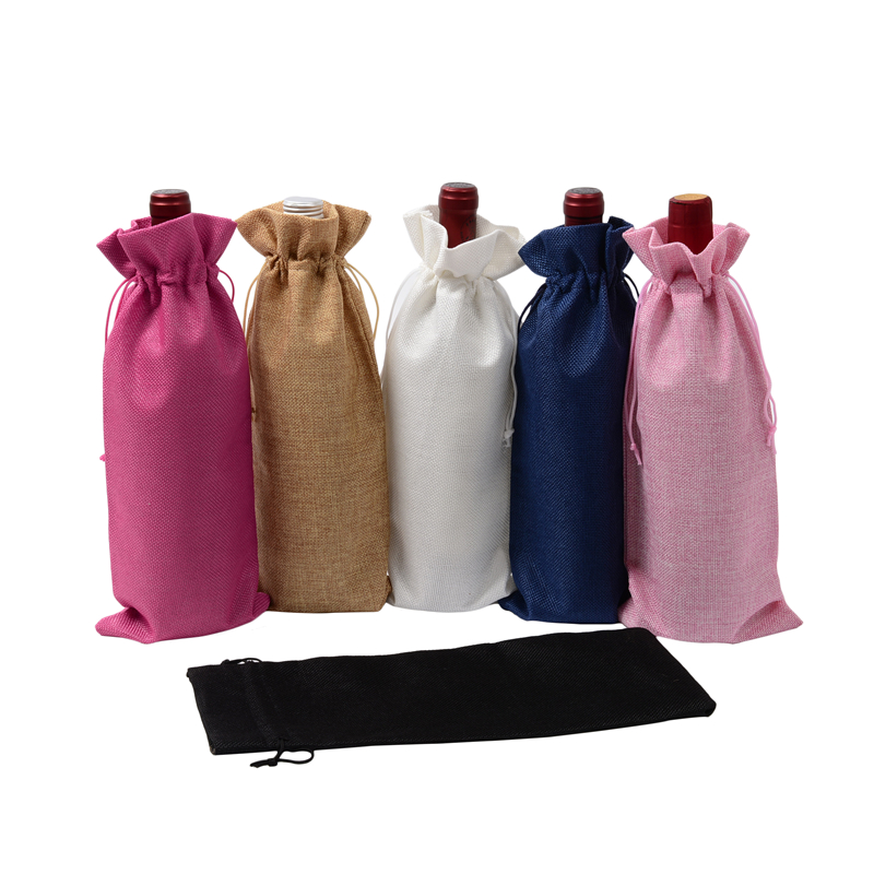 Hemp Cloth Wine Bottle bouquet Cotton Hemp Cloth Blind Wine Bottle Cover Diving Material Champagne Wine Bag Gift Wine Bag