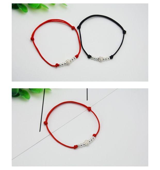 Nhật Bản và Hàn Quốc đơn giản S925 sterling bạc chuyển hạt mịn dây đỏ nữ chân chuỗi vòng tay may mắn đen tay dây sinh viên cặp chân dây các mẫu lắc chân bạc nữ đẹp