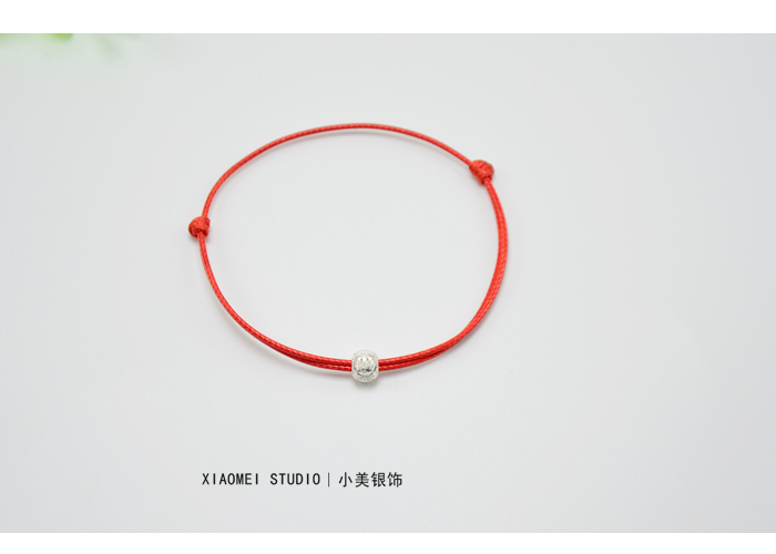 Nhật Bản Hàn Quốc ban đầu thủ công sterling bạc chuyển hạt màu đỏ dây đeo vòng chân mỏng nam và nữ đôi sinh viên chân dây thừng tay đen vòng đeo chân nữ bằng vàng