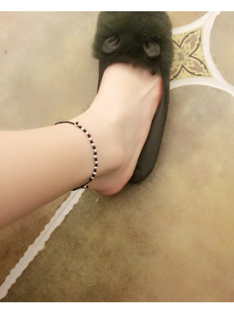 Đơn giản và tươi mát S925 sterling bạc chuyển hạt màu đỏ dây nữ chân chuỗi vòng đeo tay sinh viên tốt màu đen tay dây thừng chân dây lắc chân nữ bạch kim