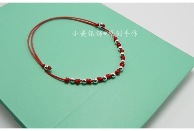 S925 sterling bạc chuyển hạt vòng chân nữ sinh viên đơn giản dây đỏ vòng đeo tay thời trang tốt dây đen chân dây quà tặng năm nay vòng chân bạc tây tạng