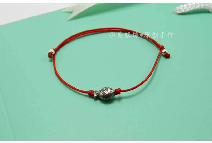 Nhật Bản và Hàn Quốc phiên bản của retro 925 sterling bạc đôi hôn cá tay dây nữ chân mỏng thời trang vòng tay sinh viên đơn giản lắc chân vàng trắng