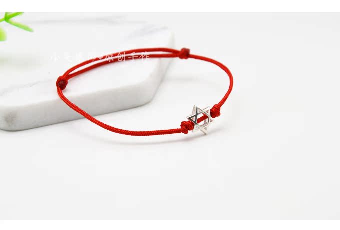 Nhật Bản và Hàn Quốc thời trang đơn giản khí sáu sao S925 sterling bạc nữ chân chuỗi vòng đeo tay tốt dây đỏ chân dây sinh viên dây tay màu đen vòng đeo chân nữ