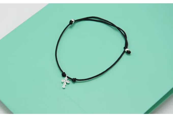 S925 sterling bạc chéo dây đỏ vòng chân ngày Hàn Quốc phiên bản nữ sinh văn học đơn giản tốt dây đen vòng tay chân dây vòng chân nữ đẹp