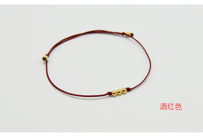 Nhật Bản Hàn Quốc rất đơn giản 14k vàng ba đời ba hạt vàng đỏ dây đeo vòng tay chuỗi mỏng trang sức thời trang sinh viên lắc chân nữ bạch kim