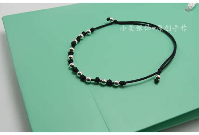 S925 sterling bạc chuyển hạt vòng chân nữ sinh viên đơn giản dây đỏ vòng đeo tay thời trang tốt dây đen chân dây quà tặng năm nay vòng chân bạc tây tạng