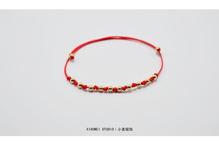 Chuỗi hạt vàng 14k đơn giản, dây chuyền mảnh, dây đeo nữ màu đỏ, được đan bằng tay màu đen vòng chân titin ko gỉ