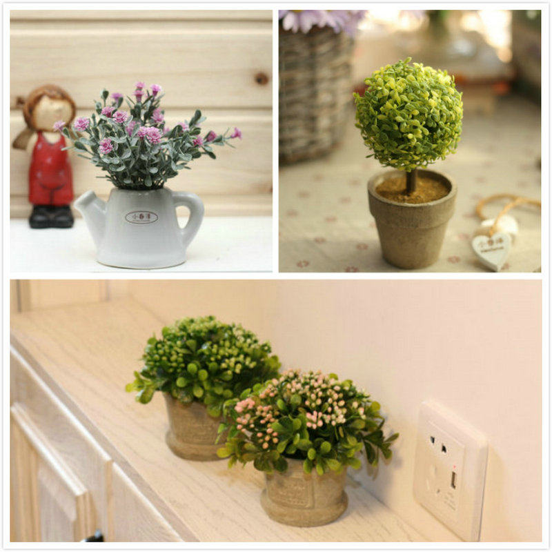 Q version mini fresh simulation green plant small bonsai fake flower Simulation flower set decoration shelf Interior decoration ins