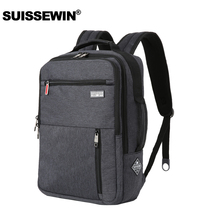 SUISSEWIN Dual Shoulder Bag Student Computer Backpack Large Capacity Fashion Men Business Pure Color Trend