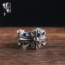 Yinchuang Takahashi cross flower opening ring 925 sterling silver punk male tide personality Zhu Yilong male and female heart