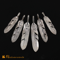 Takahashi goros925 sterling silver small feather pendant men and women couples necklace jewelry trend Rock Wind