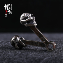 Alpine Long Shuanglong Skull Head Pendant Necklace Mens Womens Jewelry Sterling Silver Vintage Locomotives Pendant Pistons