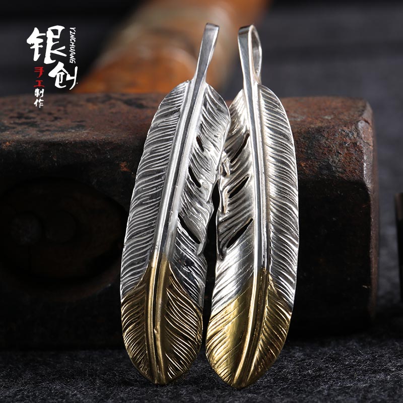 High Bridge Goros Goros Lower Golden Feather Locomotive First Gold Necklace Pendant 925 Pure Silver Yu Wenle Identical Artisanal Men
