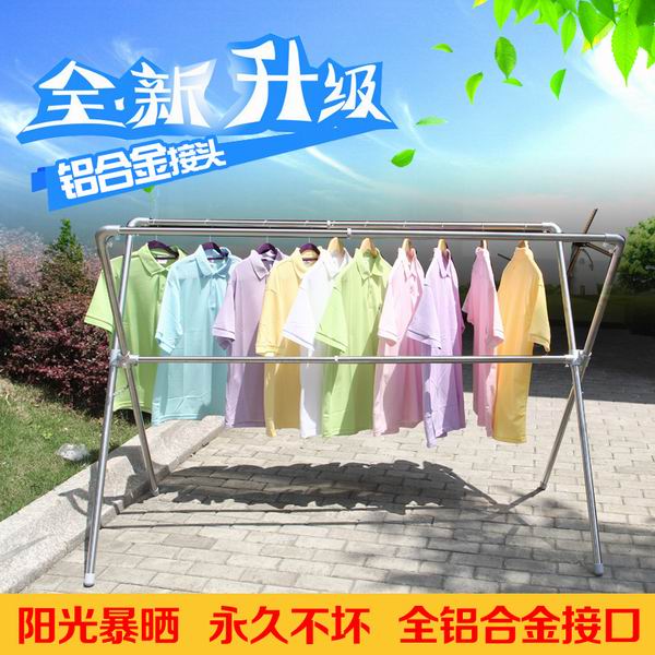 Quick-in-law clothes hanger balcony floor folding stainless steel telescopic double-type X type drying hanger Indoor drying rack