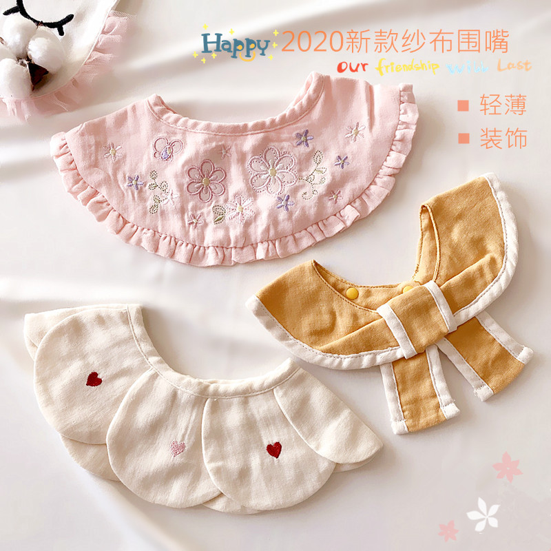 Thin gauze saliva towel baby Korean version baby bib soft spit milk bib petals spring and summer cute