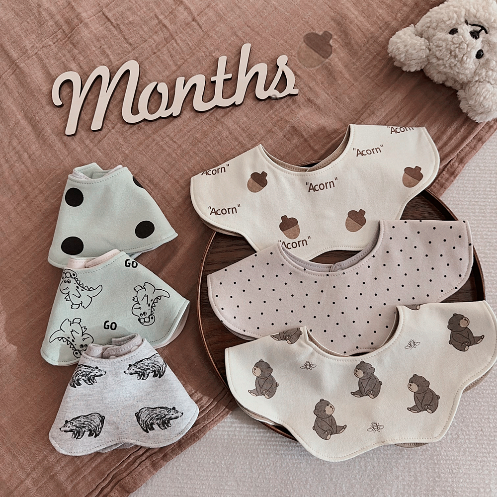 Korean baby reversible waterproof petal bib