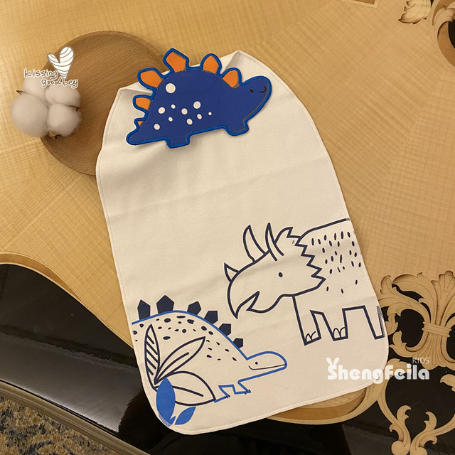 2 pieces free shipping ins Korean pure cotton children's sweat towel baby sweat absorbent towel kindergarten enlarged cartoon pad sling