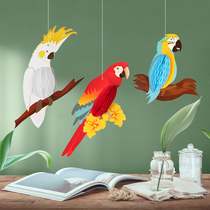 Creative decoration Simulation animal parrot hive three-piece pendant Living room classroom kindergarten scene decoration charm