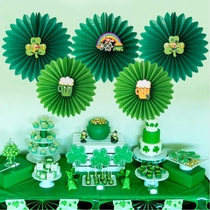 Summer green paper flower fan paper fan flower decoration festival scene layout classroom shop window kindergarten hanging decoration