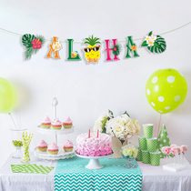 Summer colorful flag paper flower pineapple flag string hanging decoration shopping mall window kindergarten childrens festival activities layout