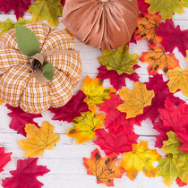 Simulation maple leaf leaf kindergarten decoration holiday activities window decorations Fake leaves DIY leaf hanging string