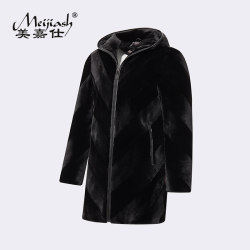 Meilanjiadan ໃຫມ່ velvet mink sheared ຄວາມຍາວກາງຂອງຜູ້ຊາຍ windbreaker ຫນັງແທ້ mink ເຄື່ອງນຸ່ງຫົ່ມຂົນເປືອກຫຸ້ມນອກ