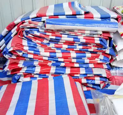 Thickened tarpaulin three-color colored strip cloth wrapped with rain-proof cloth canvas rain double-sided coating 2 meters 4 meters 6 meters 8 meters