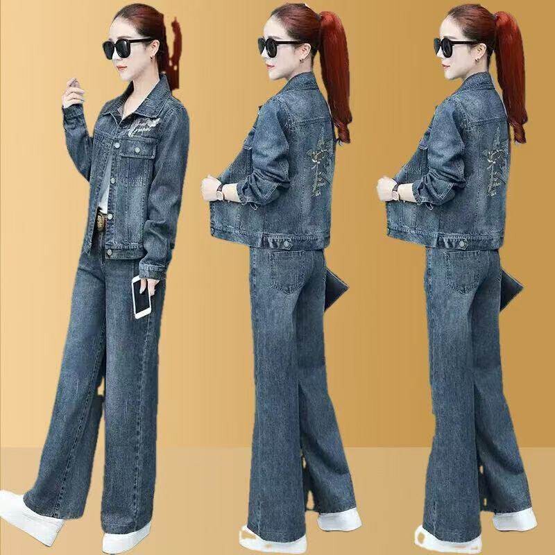 Denim Suit for Women, 2026 New Spring and Autumn Style, Stylish for Petite Figures, Makes You Look Taller, Early Autumn, Age-Reducing, Professional Two-Piece Set Denim Suit for Women, 2026 New Spring and Autumn Style, Stylish for Petite Figures, Makes You Look Taller, Early Autumn, Age-Reducing, Professional Two-Piece Set
