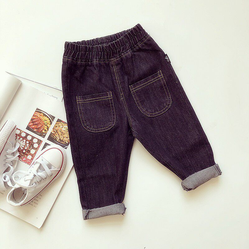 Boys and girls, children, children, casual, loose, soft jeans, straight-leg pants, trousers, children's pants