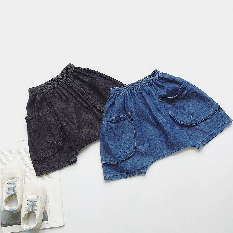 Boys and girls, boys and girls, children, children, summer leisure and comfortable soft denim shorts, shorts, harem pants