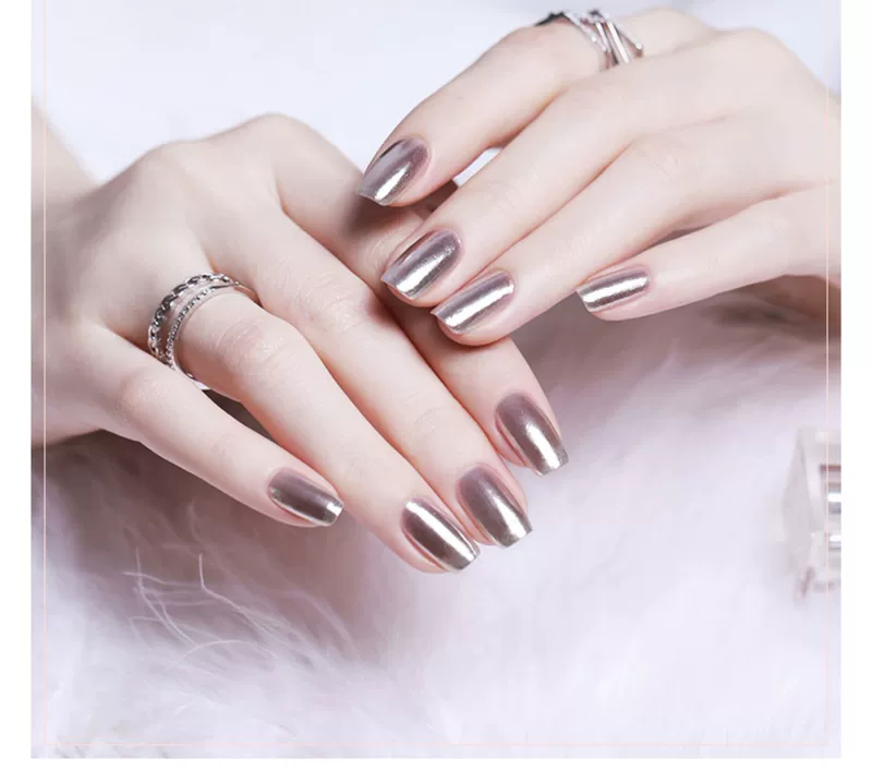 MissCandy Nail Jewelry Nhập khẩu Nguyên liệu thô Aurora Shake Network Red Nail Ba Lan Mirror Powder Nail Silver - Sơn móng tay / Móng tay và móng chân