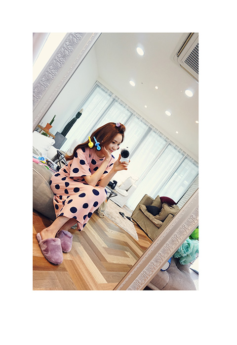 Mặc đồ ngủ cotton Hàn Quốc XL váy ngủ nữ mùa hè tay ngắn dễ thương tại nhà Quần áo bà bầu dài tay váy sát nách