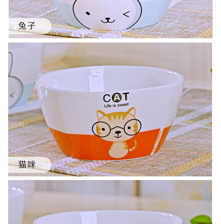 Jingdezhen ceramic 16 cartoon dishes suit ceramic bowl chopsticks microwave oven plate to eat bread and butter