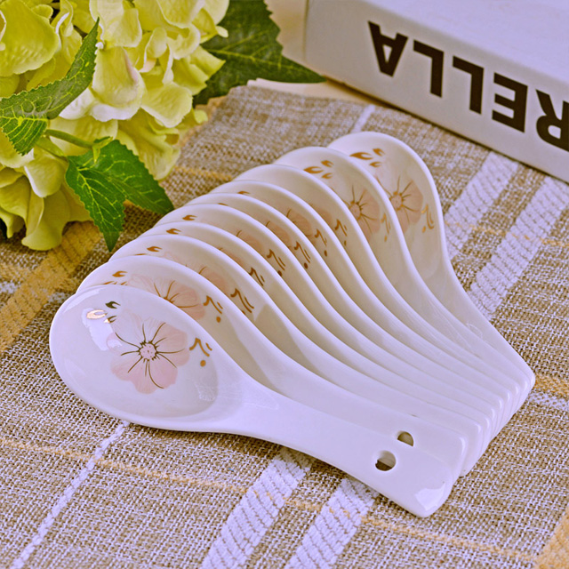Jingdezhen ceramic creative household small spoon, 10 Chinese firm ipads with eating soup spoon, run out of tableware