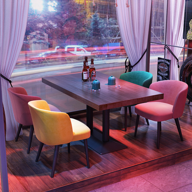 Retro Industrial Wind Qing Bar Quiet Bar Bar Sofa Bistro Scatter Coffee Shop Western Restaurant Music Dining Bar Tables and Chairs