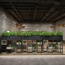 Industrial style wrought iron partition flower frame office coffee bar guest restaurant card seat green plant screen decorative shelf