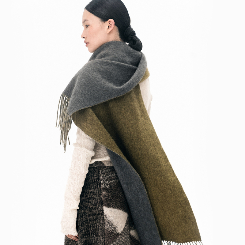 Jia Ru·Xin Cuo Two-Tone Pure Yak Wool Scarf Original New Spring and Autumn Neck Scarf Shawl Unisex Gift