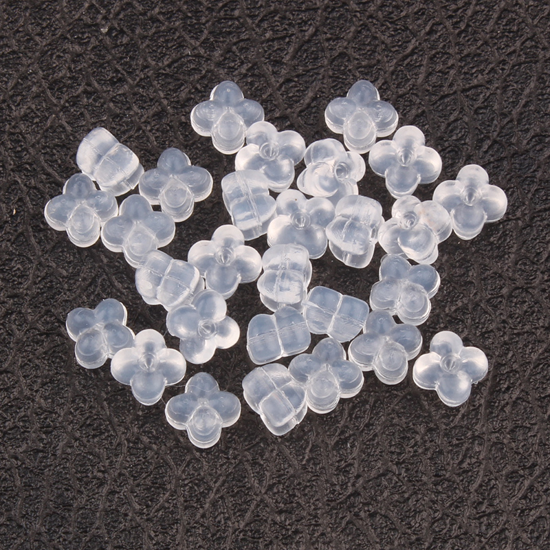 Ear blocking transparent silicone ear needle plug ear ring accessories after blocking clocks of clover clocks anti-allergic ear clocks