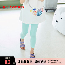 EP Ya Ying childrens clothing 2021 summer new item girls solid color stretch cotton slim-fit outer wear leggings 6418