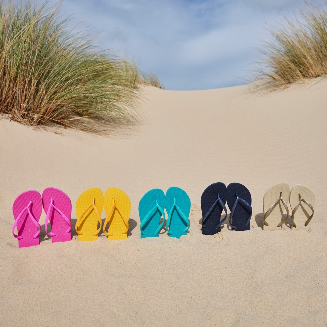 Шлепанцы Havaianas, нескользящие классические сланцы с тонким ремешком