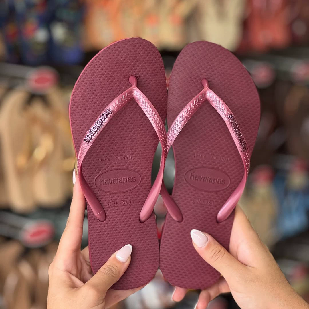Шлепанцы Havaianas, нескользящие классические сланцы с тонким ремешком